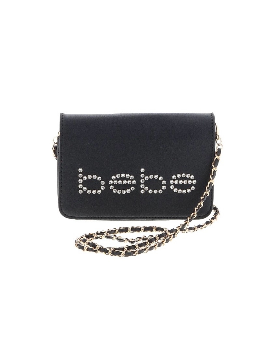 bebe Black Studded Logo Mini Crossbody